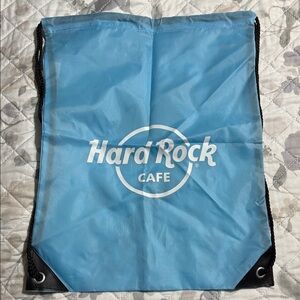 Hard Rock Cafe Sky Blue Drawstring Backpack
